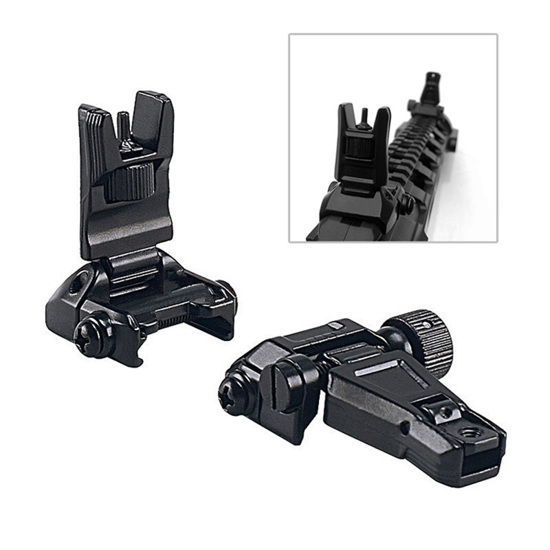 Metalowy niskoprofilowy offset Flip-up Szybkie przejście Back Up Przedni celownik tylny Zestaw żelazny Taktyczny karabin Ar15 Czarny