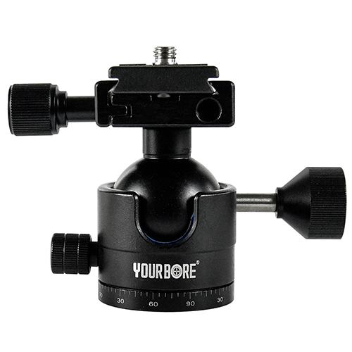 Uchwyt do statywu z podwójnymi szczękami i zamkniętymi szczękami, z otworami na śruby w szynie prowadzącej Arca Swiss, wspornik z głowicą kulową statywu