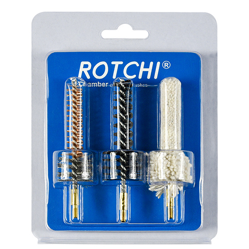 Zestaw szczoteczek do czyszczenia komory karabinu 3 w 1, opakowanie typu blister i karton. Dostępny