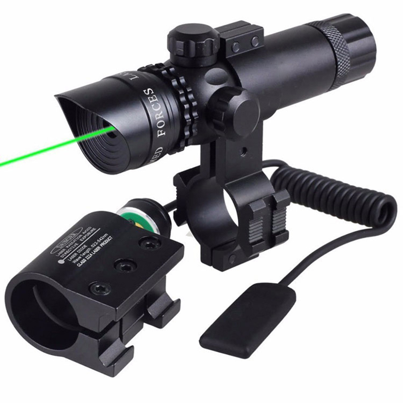 Taktyczny przełącznik regulacji celownik laserowy kompaktowy karabin zielony celownik laserowy z 2 szynami montażowymi do celownika laserowego pistoletu